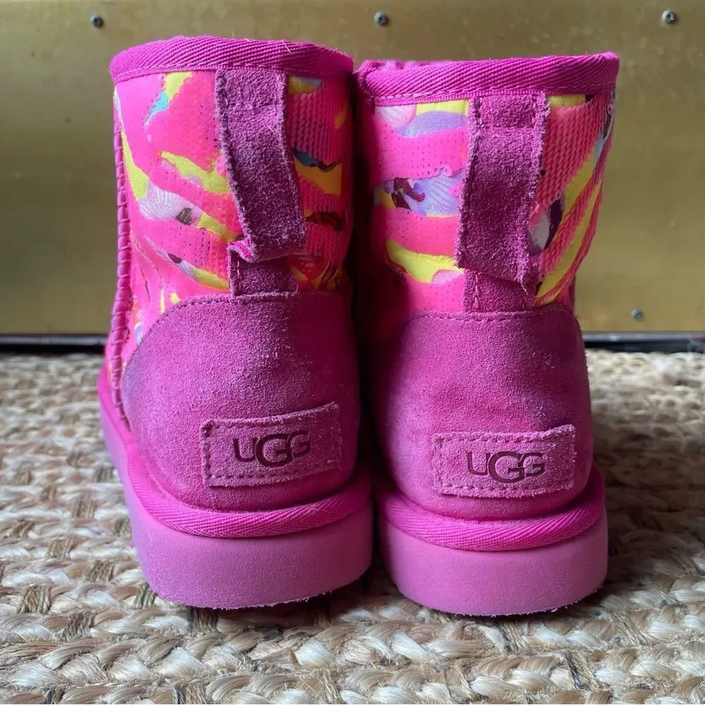 Ugg Women’s Classic Mini Tiger Flower Women's Boots Pink/Yellow (Size 8)